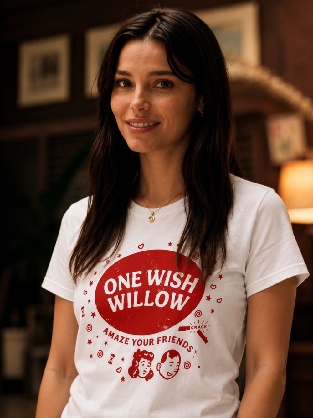 One Wish Willow White Graphic Tee - Casual Women’s Crewneck - Obsession
